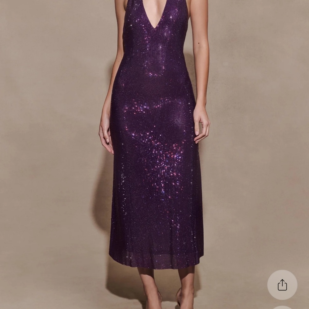 Meshki Midnight Purple Sequin Midi Dress